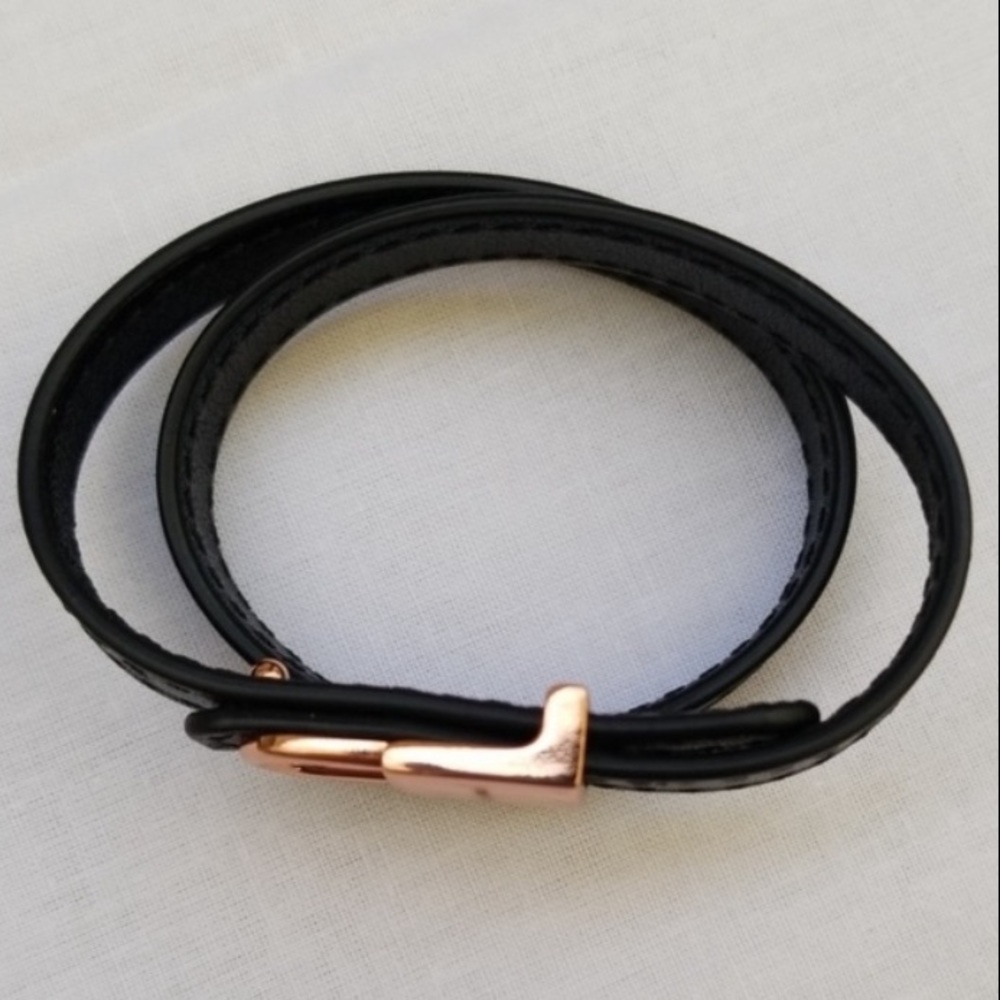 BUSCEMI 14k rose gold bracelet + leather keychain ( 2-Pc gift set )